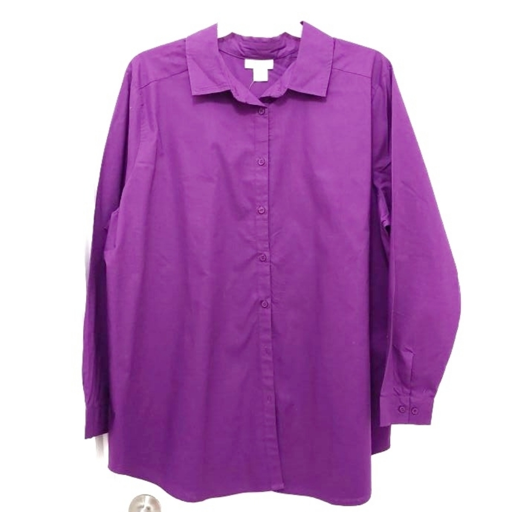 261T499 CW Classic Purple Button-Up Blouse •	Size: 3X